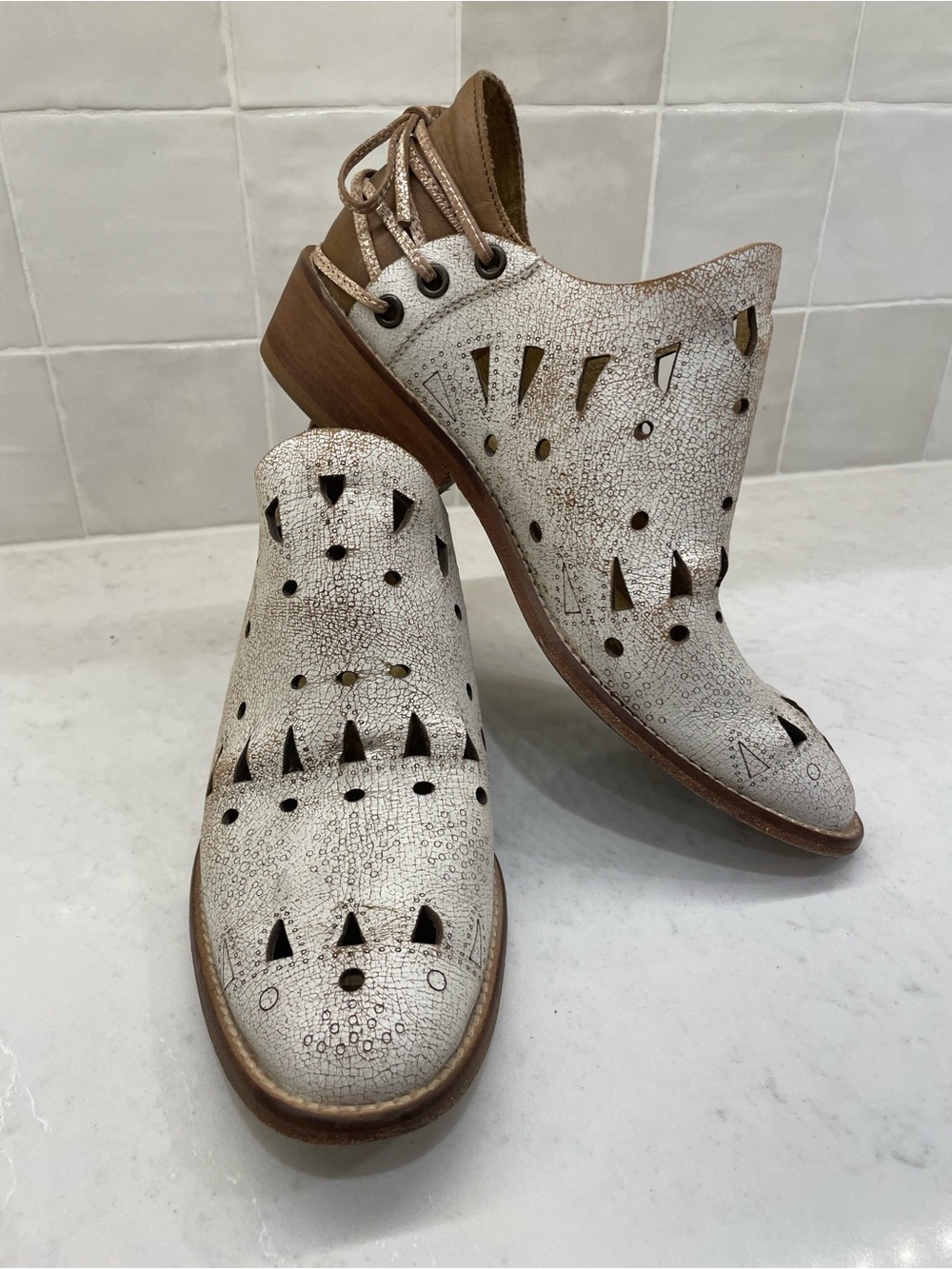 Musse & Cloud Cream and Brown Cutout Booties